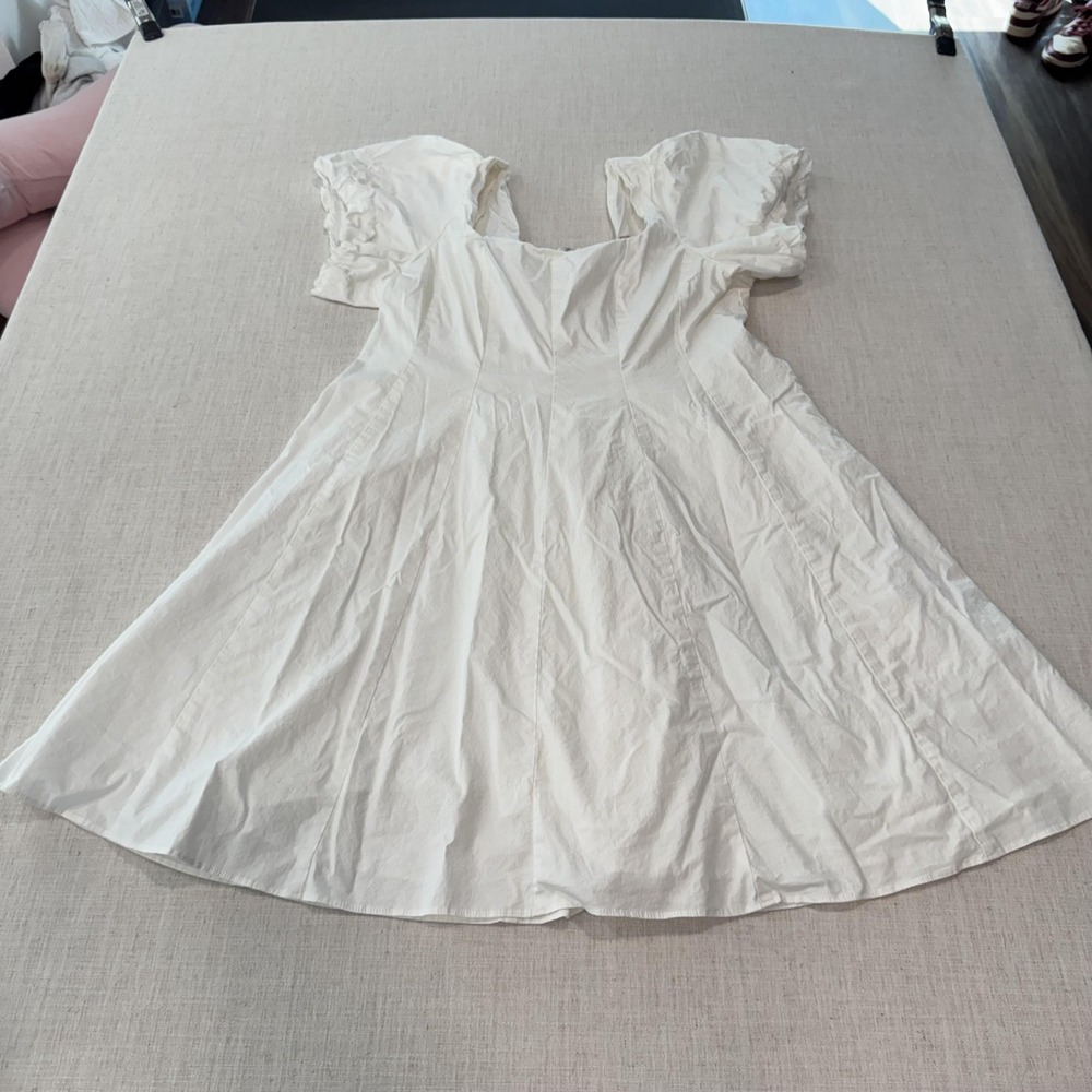 Show Me Your MuMu Dress Womens 1X White Puff Sleeve Smocked Fit & Flare Sundress